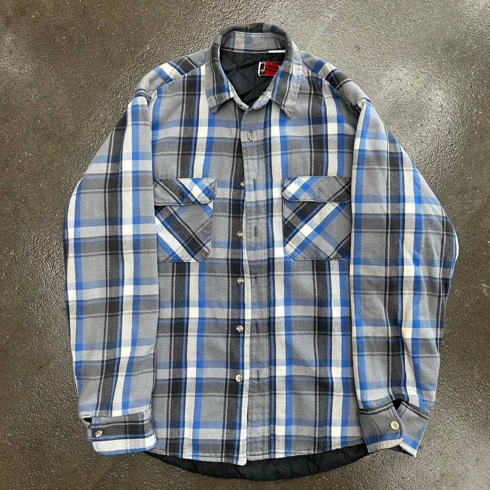 Vintage Private Property Quilted Thermal Lined Size Large Heavyweight Flannel